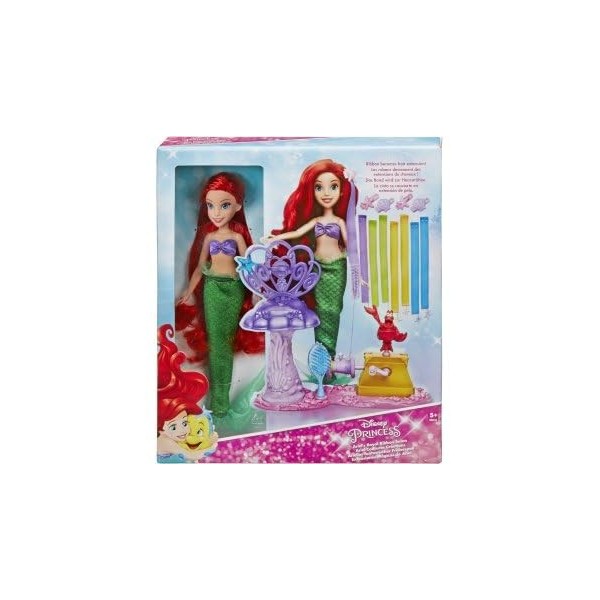 Coffret Ariel la Petite Sirene coiffures créations Salon Ruban Royal poupée Mannequin + Accessoires - Set pour Disney Princ