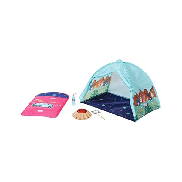 BABY born Weekend Set de Camping – Poupées de 36 cm & 43 cm – Avec 1 tente, 1 sac de couchage, 1 feu de camp & + - Pour les p