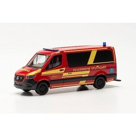 Herpa- Mercedes-Benz Maquette Voiture Sprinter 18 Bus à Toit Plat Direction des incendies de Stuttgart, echelle 1/87, Model 