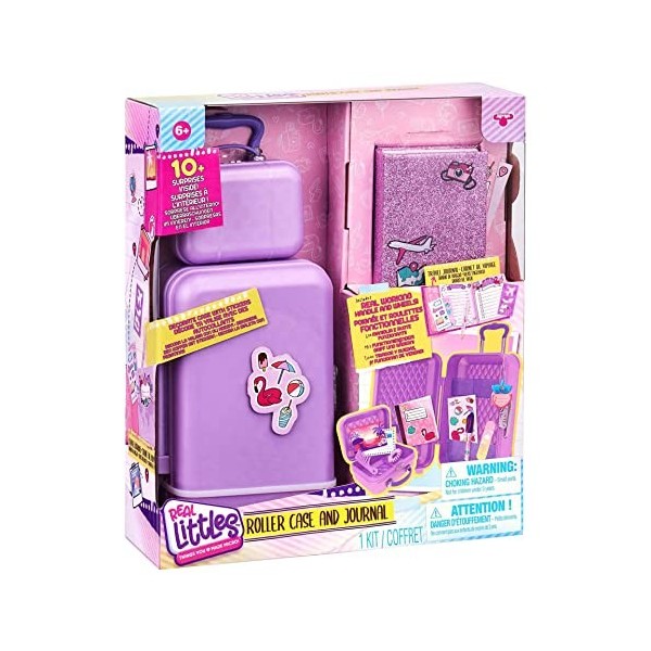 Cefa Toys - Real Littles Ensemble de Voyage Mini, Valise avec Roues, 1 Trousse de Toilette, 1 Journal et 10 Petites Surprises