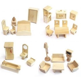 Freda - Ensemble de meubles pour maison de poupées - 28 pièces - berceau bébé y compris