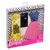 Barbie Fashionistas Kit vêtements, 2 tenues pour poupée dont haut à pois, jupe longue, robe et accessoires, jouet pour enfant