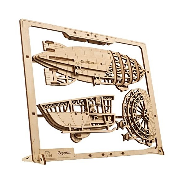 UGEARS 2.5D Zeppelin encadré - Kit de modèle en Bois davion Classique avec hélices Mobiles et stabilisateurs - Kits de modèl