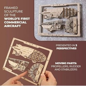 UGEARS 2.5D Zeppelin encadré - Kit de modèle en Bois davion Classique avec hélices Mobiles et stabilisateurs - Kits de modèl