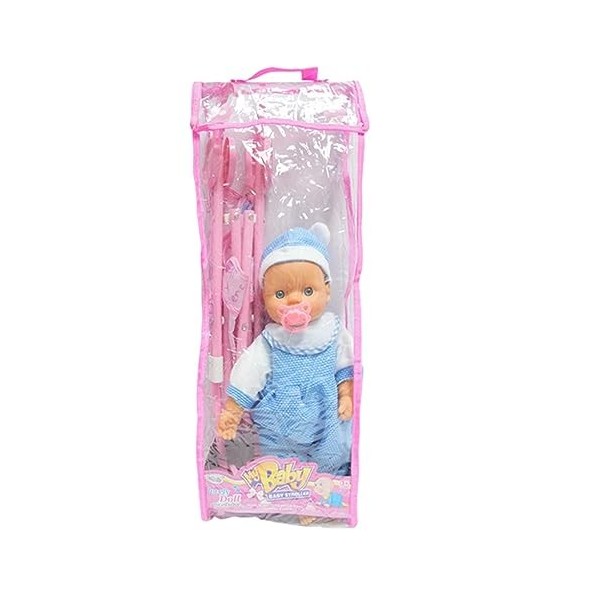 Poussette de poupée pour enfants et bébés – Ensemble de poussette pliable, corps souple, poupée de bébé incluse, ensemble de 