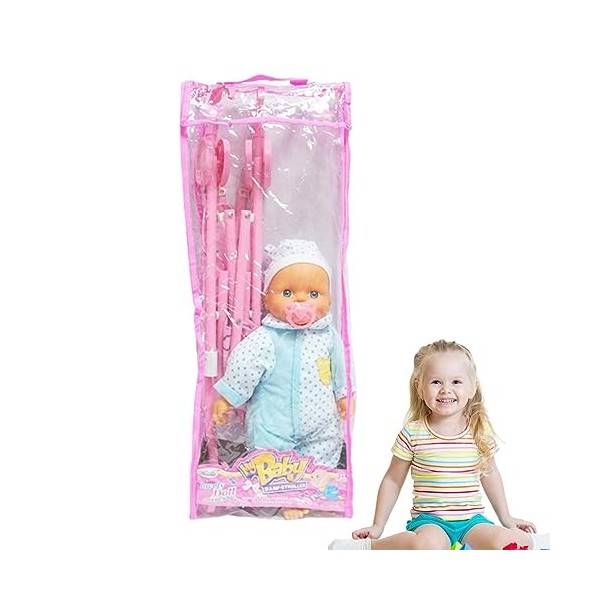 Poussette de poupée pour enfants et bébés – Ensemble de poussette pliable, corps souple, poupée de bébé incluse, ensemble de 