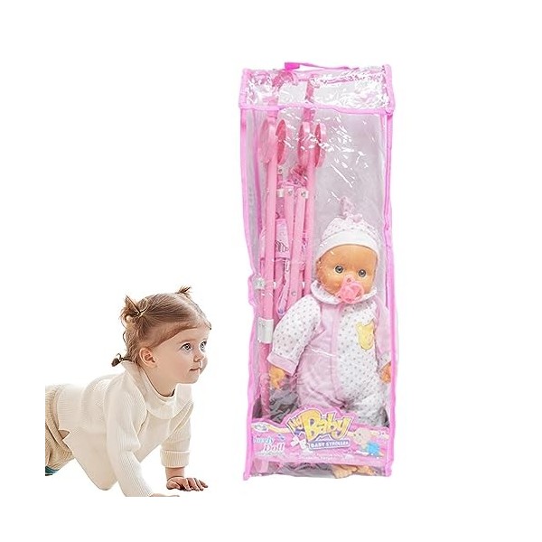 Poussette de poupée pour enfants et bébés – Ensemble de poussette pliable, corps souple, poupée de bébé incluse, ensemble de 