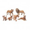 FLORMOON Lot de 6 lions réalistes en plastique - Figurines danimaux sauvages - Jouets éducatifs de la ferme et de la forêt -