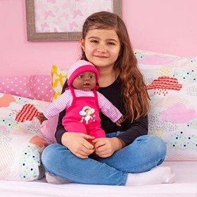 Bayer Design 94001AI Poupon Bébé, Poupée Interactive Baby, Fille, 12 Sons de bébés, avec des bouclettes, Corps Doux, Afro-amé