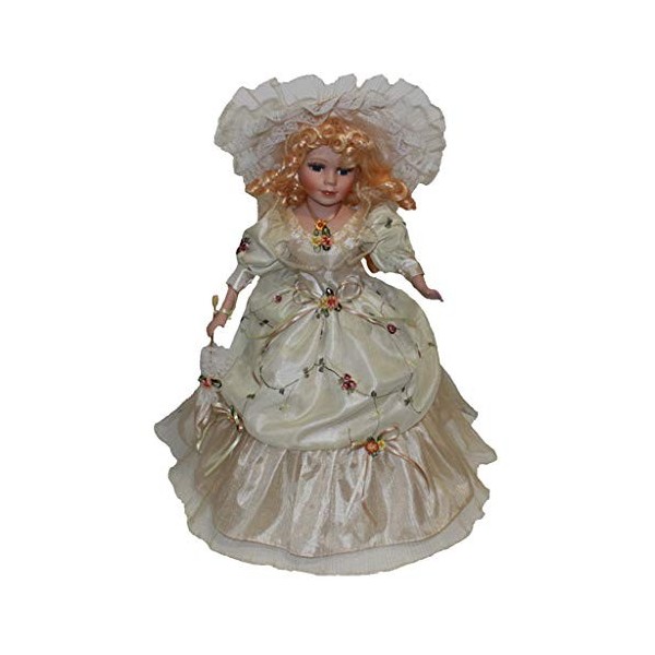 T TOOYFUL Figurines Poupée Féminine en Porcelaine Victorienne de 40cm avec Robe Chapeau Décor à Maison