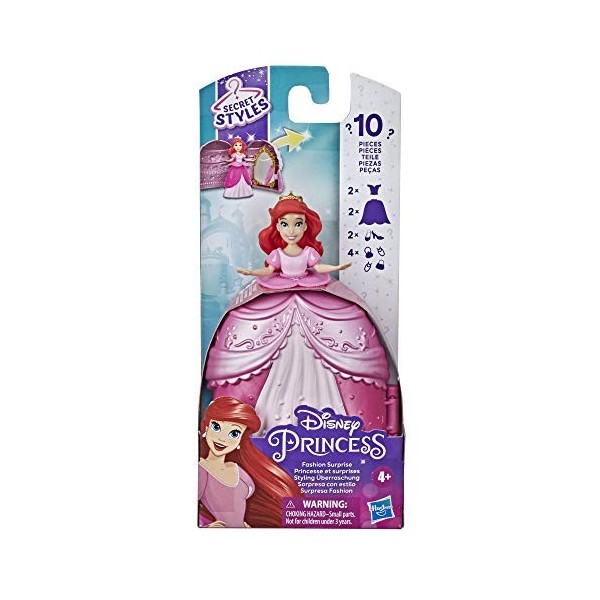 Disney Princess Princesse Styling Surprise Arielle Mini Jeu de poupée avec Robes et Accessoires, Jouets pour Filles à partir 