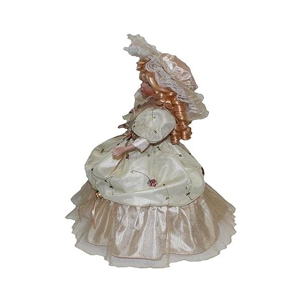 RAAMKA nuacos Poupée en Porcelaine Victorienne 16 Pouces Debout avec Robe superposée Beige et Assorti