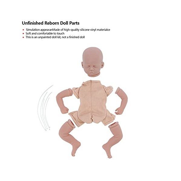 Agatige Pièces de poupée Reborn, Kits de poupée Reborn de 20 Pouces Bricolage pièces de poupée bébé garçon en Vinyle Non Pein