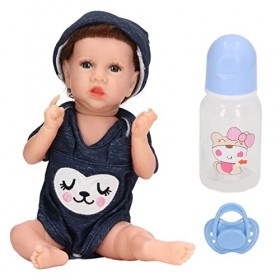 BALRAJ Poupée Bébé Reborn en Silicone De 12 Pouces avec Bouteille De Lait, Poupée Bébé Nouveau-né Réaliste, Poupée Infantile 