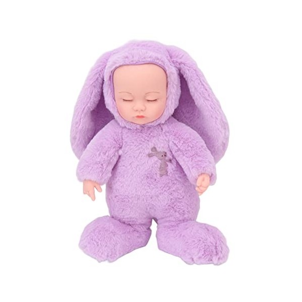 plplaaoo Baby Doll, Reborn Baby Doll, Full Body Purple Rabbit Clothes Newborn Baby Dolls, Vinyl Lifelike Closed Simulation Ba
