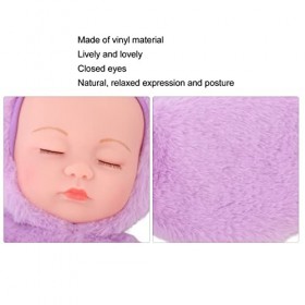 plplaaoo Baby Doll, Reborn Baby Doll, Full Body Purple Rabbit Clothes Newborn Baby Dolls, Vinyl Lifelike Closed Simulation Ba