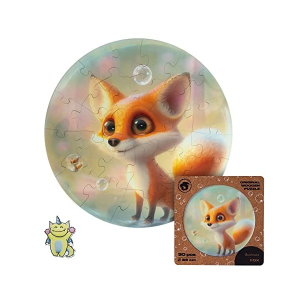 Unidragon  Puzzle en bois Bubblezz Fox pour enfants de 30 pièces