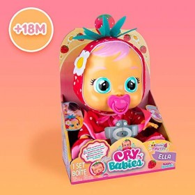 CRY BABIES Tutti Frutti Ella la fraise | Poupée interactive qui pleure de vraies Larmes avec pyjama parfumé au fruit - Poupon