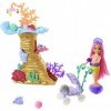 Barbie Coffret Barbie Mermaid Power avec Poupée Chelsea Sirène, 4 Figurines d’Animaux, 1 Espace de Jeu Récif Corallien et Acc