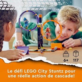 LEGO 60360 City Stuntz Le Défi de Cascade : Les Cercles Rotatifs, Épreuves pour 1 ou 2 Joueurs avec Moto, Jouet pour Enfants,