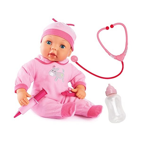 Bayer Design B2893877 Docteur, Poupon parlante, interactif, avec Les Joues devenant Rouges, 38cm, Rose