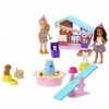 Barbie Chelsea Dog Party Mattel HJY88 Lot de 2 poupées avec Animaux de Compagnie et Accessoires, Jouet + 3 Ans