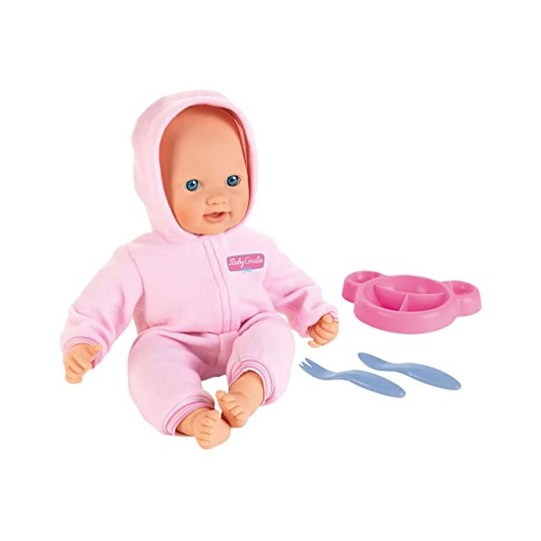 klein Theo 1723 Baby Coralie Poupon Câlin Poupon Câlin Taille 40 cm avec Assiette Cuillère et Fourchette Jouet pour Enfants P