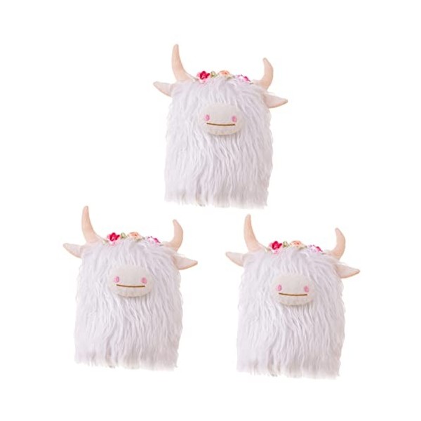 TOYANDONA 4 Pièces Poupée De Yak Animal en Peluche Vache Poilue Peluches De La Ferme Poupée De Vache des Montagnes Mini Peluc