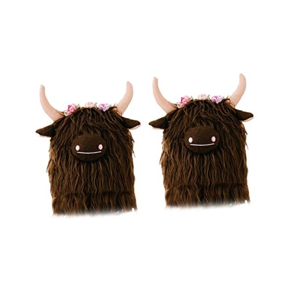 TOYANDONA 4 Pièces Poupée De Yak Animal en Peluche Vache Poilue Peluches De La Ferme Poupée De Vache des Montagnes Mini Peluc