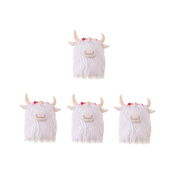 TOYANDONA 4 Pièces Poupée De Yak Animal en Peluche Vache Poilue Peluches De La Ferme Poupée De Vache des Montagnes Mini Peluc