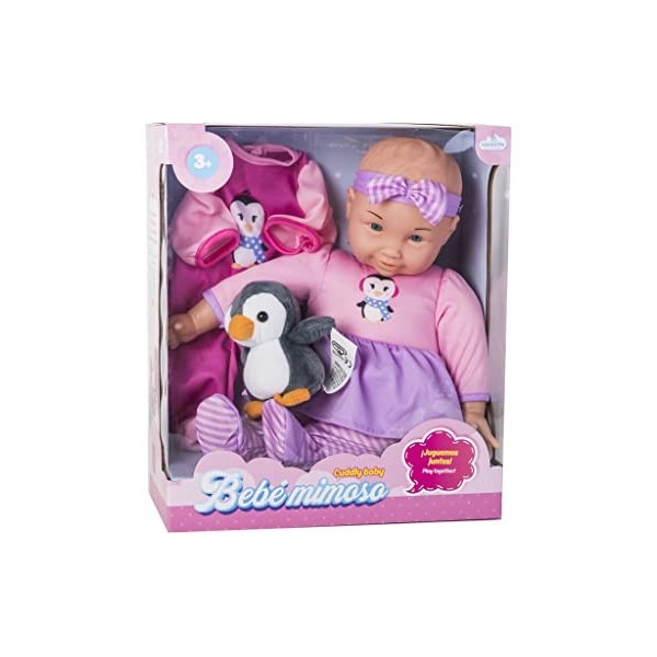 CUCOSITO Set Poupée Bébé 35 cm avec Costume et Peluche Penguin