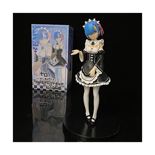 QDLONG Anime Figure Re: Zero Rem 1:7 Échelle Maid Outfit Mignon Loli Beauté Fille Sexy Poupée De Bande Dessinée/État/Modèle A