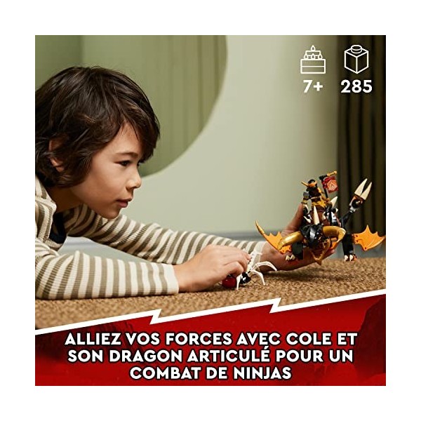 LEGO Ninjago 71782 Le Dragon de Terre de Cole – Évolution, Jouet pour Garçons et Filles, Figurine Évolutive avec Scorpion Squ