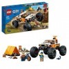 LEGO 60387 City Les Aventures du 4x4 Tout-Terrain, Set de Camping, Jouet Monster Truck avec Suspension et VTT, Jeu de Voiture
