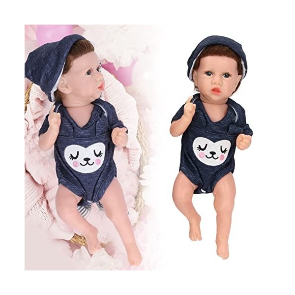 LBEC Poupée Nouveau-né à Haute Imitation, Membres Mobiles en Silicone Rebirth Baby Doll Usages Multiples Non Toxique avec Bou