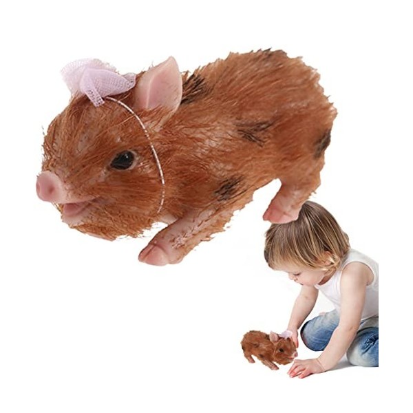 lencyotool Bébé Cochon en Silicone - 13cm/5in Jouets Cochon avec Cheveux | bébé en Silicone à la Main Corps Complet Faux Anim