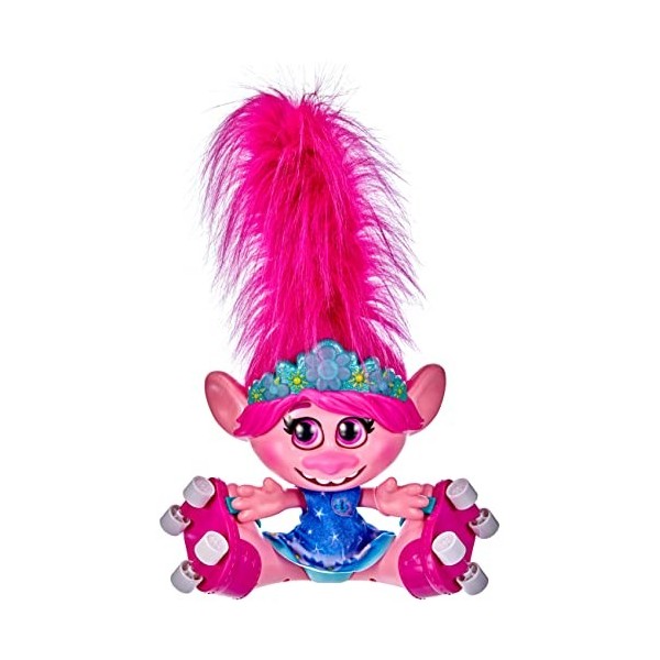 Hasbro- DreamWorks Trolls World Tour Poppy-Poupée Interactive, parlante et chantante avec Cheveux Mobiles-pour Filles et garç