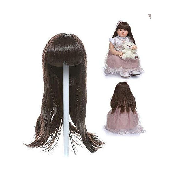 Perruques Reborn pour Reborn Toddler Baby Dolls Cheveux Longs verticaux Reborn Doll Wig Perruque Brune Costume de Cheveux pou