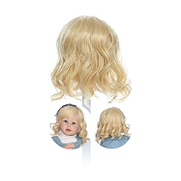 Perruques Reborn pour poupées Reborn Toddler Cheveux blonds Courts bouclés Reborn Doll Wig Perruque Douce Cheveux Costume dor