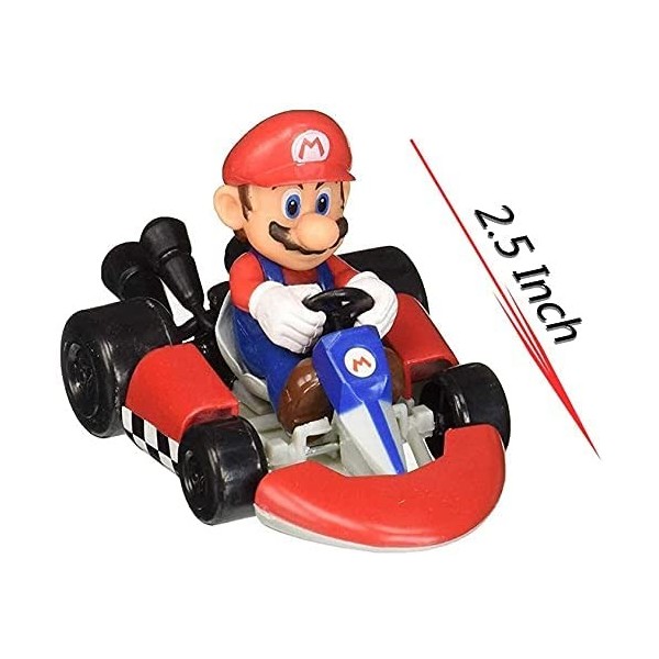 Super Mario Bros Kart Lot de 10 kart à tirer pour voitures, moto, Luigi, Yoshi Toad, princesse, pêche, âne, Kong 6,3 cm pour 