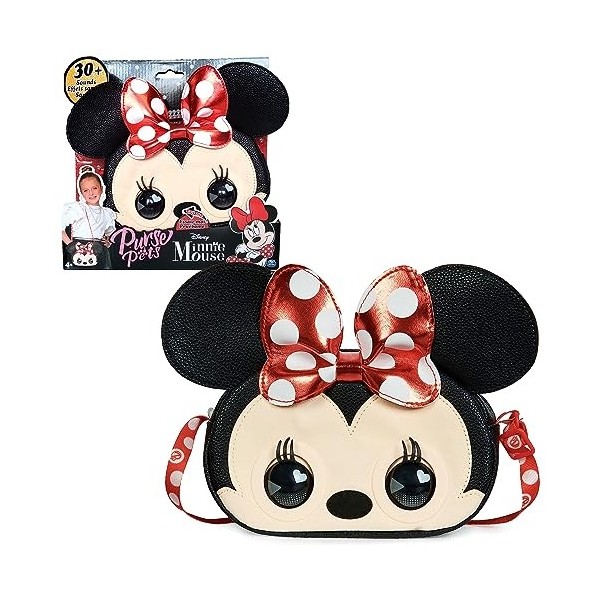 Purse Pets - Disney Minnie - Animal INTERACTIF Format Sac À Main - Sac pour Enfant Minnie Qui Cligne des Yeux - À lepaule Ou