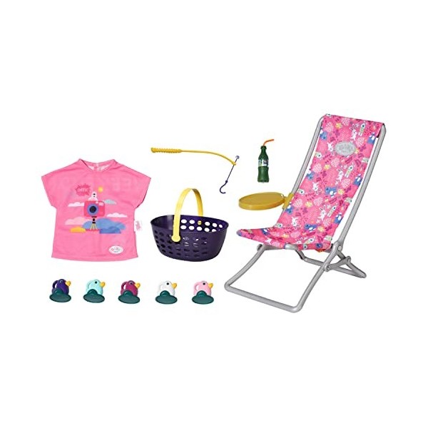 BABY born Weekend Set de pêche – Pour les poupées de 36 cm/ 43 cm – Avec 1 robe, 1 canne à pêche, canards & + - Pour les peti