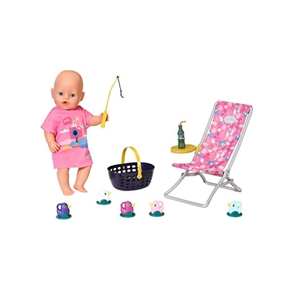 BABY born Weekend Set de pêche – Pour les poupées de 36 cm/ 43 cm – Avec 1 robe, 1 canne à pêche, canards & + - Pour les peti