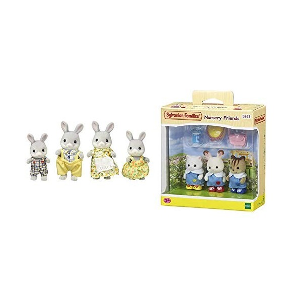 SYLVANIAN FAMILIES - 3134 - Famille Lapin - Mini Poupée & Nursery Friends Families Les Amies De Creche, 5262, Multicolore