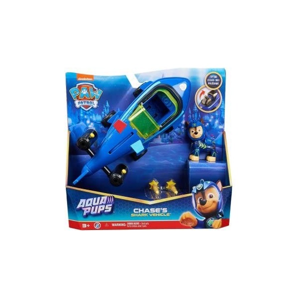 cavernedesjouets Coffret pour Pat Patrouille - sous-Marin Requin avec Chien Chase 23 cm - Set Collection mer + 1 Carte Tigre 