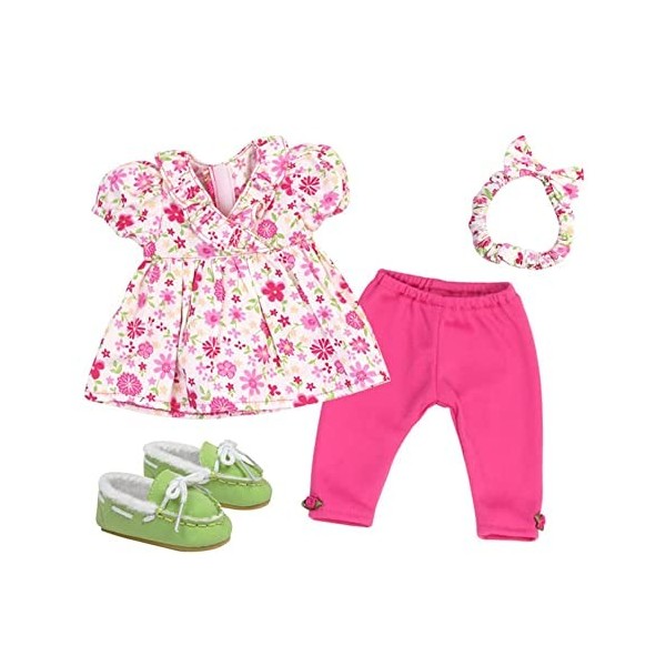 Sophias par Teamson Kids Ensemble de vêtements de poupée 8 pièces à Fleurs avec Chaussures de poupée, Robe de poupée de 15",