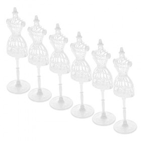 EXCEART 30 Pièces Poupée Cintre Moniteur Stand Support en Plastique Miniature Titulaire Forme De Robe De Poupée Poupée Robe S