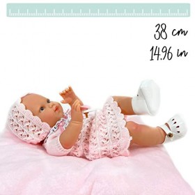 Nines dOnil - Baby RN Perlé poupée, 450, Rose. Vous Pouvez Les Baigner, Car Tout Leur Corps est en Vinyle.37cm