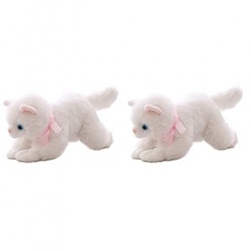 Toyvian 2 Pièces Poupée De Dessin Animé Cadeau De Poupée danniversaire Chat Simulé Le Chat Blanche Enfant