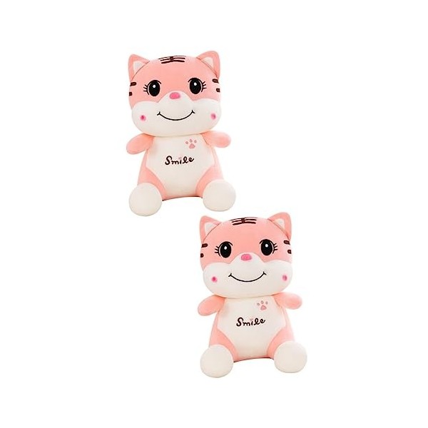 Toyvian 2 Pcs Rose Souriant Tigre 2022 Nouvel an Cadeau Figurine Jouet Nouvel an Mascotte Ornement Tigres Figurine Peluche An